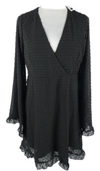 Dámské černé puntíkované šifonové šaty Boohoo 