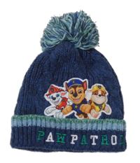 Tmavomodro-modrá melírovaná čepice s PAW PATROL a bambulí F&F
