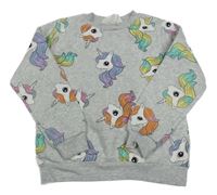 Šedá melírovaná mikina s jednorožci H&M