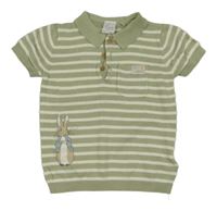 Khaki-bílé pruhované polo tričko Petter Rabbit Tu