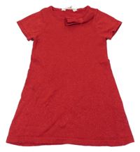 Červené třpytivé svetrové šaty s mašlí H&M