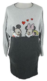 Dámské šedo-tmavošedé teplákové šaty s Minnie a Mickeym Disney 