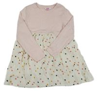 Světlerůžovo-bílé úpletovo/mušelínové šaty s puntíky Kids