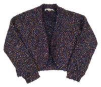 Tmavomodro-barevný třpytivý pletený cardigan 