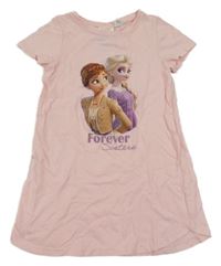 Světlerůžová noční košile s Annou a Elsou H&M