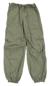 Khaki šusťákové cuff kalhoty Primark
