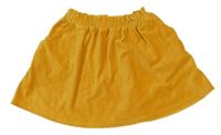 Okrová žebrovaná paper bag sametová sukně cooclub