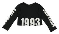Černé crop triko s nápisy a číslem H&M