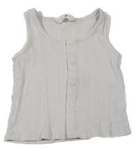 Béžový žebrovaný propínací crop top H&M