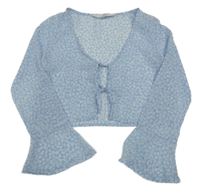 Světlemodrá kytičkovaná šifonovaná halenka na zavazování H&M