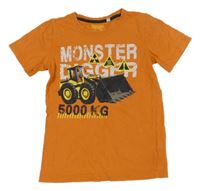 Oranžové tričko s traktorbagrem C&A