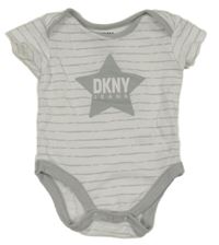 Bílo-šedé pruhované body s logem DKNY