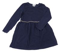 Tmavomodré vzorované teplákové šaty H&M