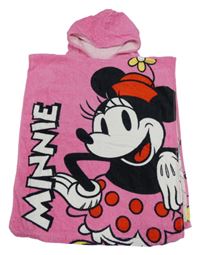 Růžové froté osuškové pončo s Minnie a kapucí Primark