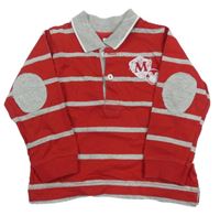 Červeno-šedé pruhované polo triko s Mickeym C&A