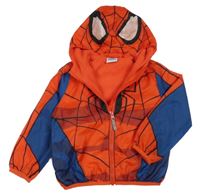 Červeno-tmavomodrá šusťáková jarní bunda s kapucí - Spider-man Nutmeg
