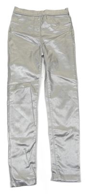 Stříbrné koženkové skinny kalhoty George