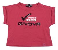 Tmavorůžové crop tričko s nápisem Givova