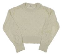 Smetanový perforovaný crop svetr H&M