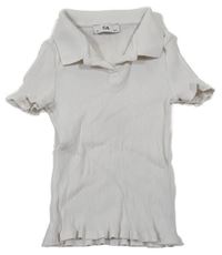Smetanové žebrované polo crop tričko C&A