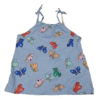 Modrý top s barevnými motýlky H&M