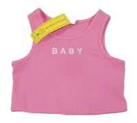 Nové - Neonově růžový žebrovaný crop top s nápisem Shein