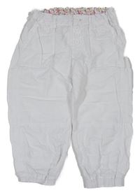 Bílé lněné crop kalhoty H&M