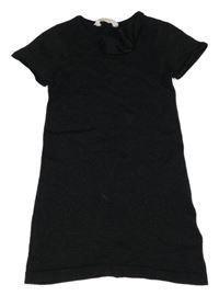 Černé třpytivé svetrové šaty s mašlí H&M