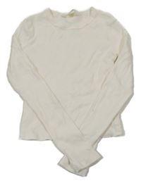 Smetanové žebrované crop triko H&M