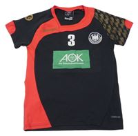 Černo-červený fotbalový dres s nápisem 