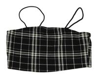 Černo-bílý kostkovaný crop top Shein