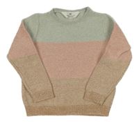 Mintovo-růžovo-béžový melírovaný svetr H&M