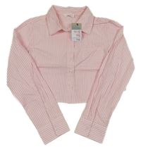 Nové - Růžovo-bílá pruhovaná crop halenka Primark