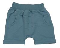 Modrošedé teplákové baggy kraťasy s kapsou 