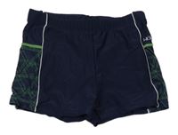 Tmavomodré nohavičkové plavky se zeleným vzorem Yigga