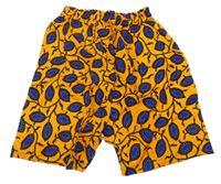 Oranžovo-safírové plátěné kraťasy se vzorem 