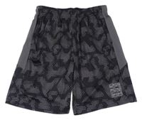 Černo-šedé vzorované sportovní kraťasy s nápisem H&M