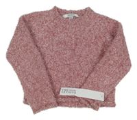 Nové - Růžový chlupatý třpytivý crop svetr Badgley Mischka