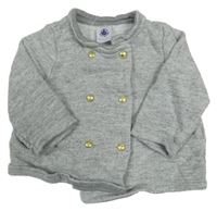 Šedá melírovaná propínací mikina PETIT BATEAU