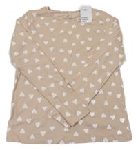 Nové - Béžové triko se srdíčky H&M