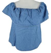 Dámská modrá riflová halenka s lodičkovým výstřihem Denim 