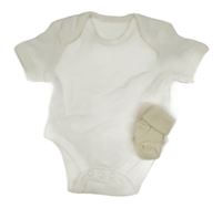 2set - Bílé body + smetanové ponožky