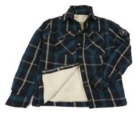 Černo-zeleno-bílá kostkovaná košilová zateplená bunda Jack & Jones