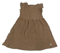 Tmavohnědé žebrované šaty s volánky H&M