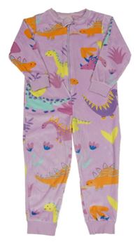 Lila plyšová kombinéza s dinosaury Matalan