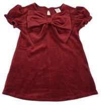 Vínové plyšové šaty s mašlí H&M