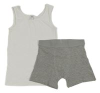 2set - Bílý nátělník + šedé melírované boxerky