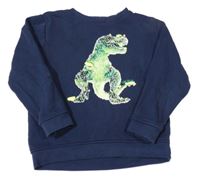 Tmavomodrá mikina s dinosaurem z překlápěcích flitrů Tom Tailor