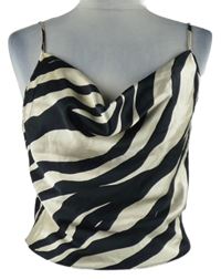 Nové - Dámský černo-béžový vzorovaný saténový crop top George 