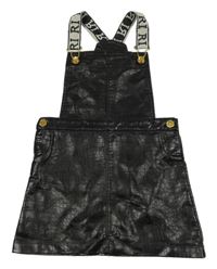 Černé vzorované koženkové laclové šaty River Island